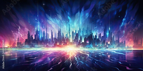colorful city music wave abstract background