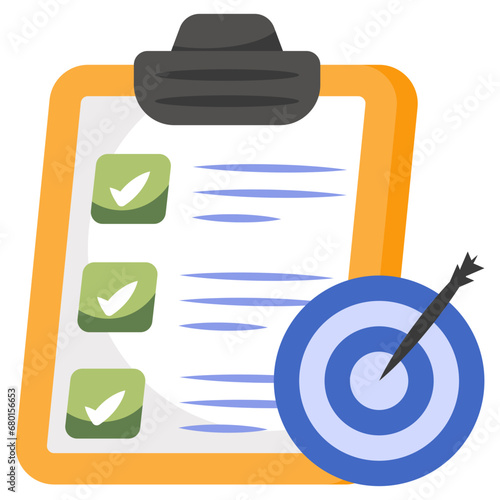 Paper with dartboard showcasing target list icon

