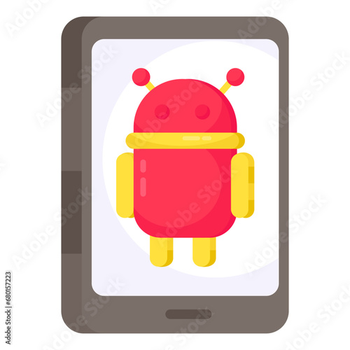 A colored design icon of mobile robot

