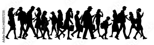 People walking with a mobile phone  people with smartphone silhouette  man walking looking at cell phone silhouette
