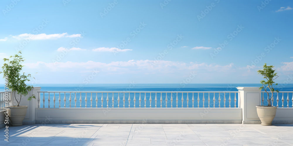 Modest balcony with a view of the ocean