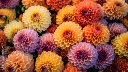 Colorful dahlia flowers for sale at a flower market. Springtime Concept with Copy Space. Mothers Day Concept. © John Martin
