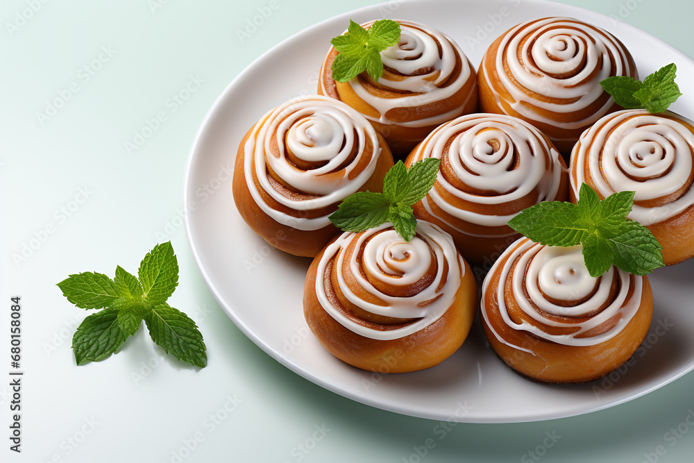 Fotografie Cinnamon Rolls on table, photo realistic