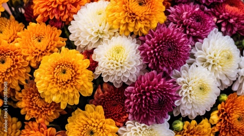 Colorful dahlia flowers for sale at a flower market. Springtime Concept with Copy Space. Mothers Day Concept. © John Martin