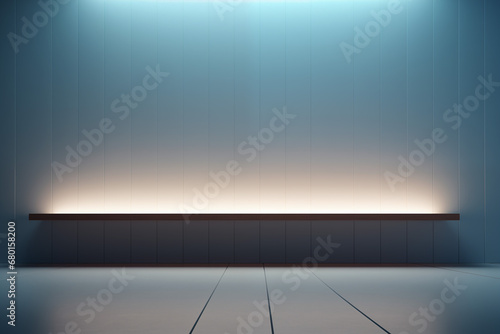 The empty wall has a down light for illumination. providing free space for creating a layout.