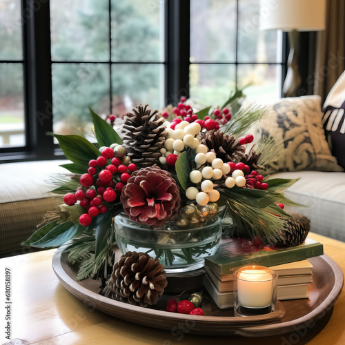 Christmas Centerpiece Decoration on the Table in a home