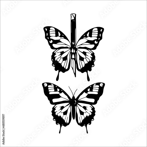 vector illustration of butterfly with knife