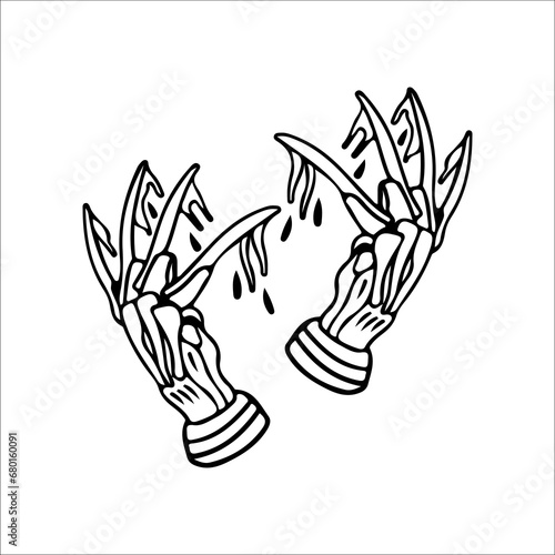 vector illustration of a hand with scary claws