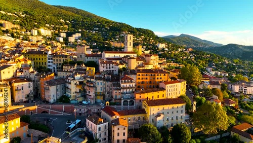 Aerial view of Grasse, a town on the French Riviera, known for its long-established perfume industry photo