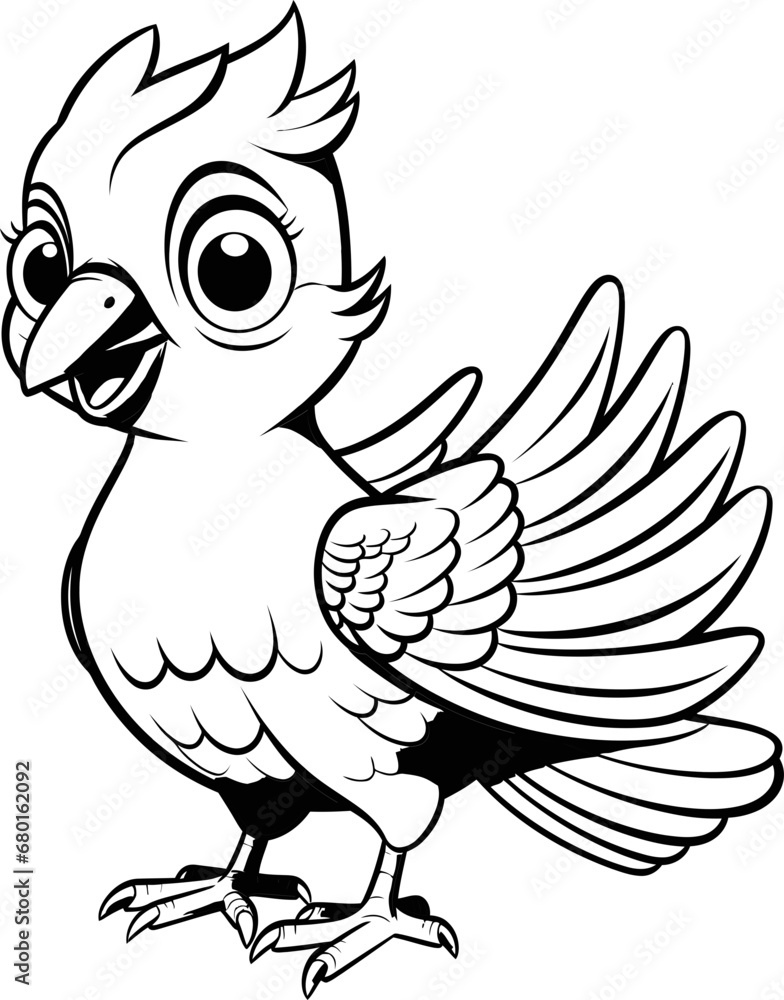 Pigeon bird vector image, black and white coloring page