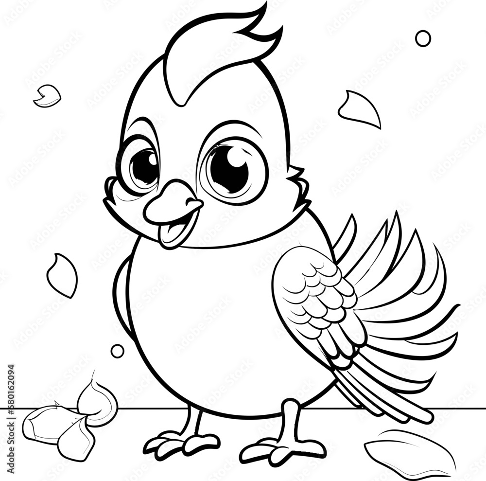 Fototapeta premium Pigeon bird vector image, black and white coloring page