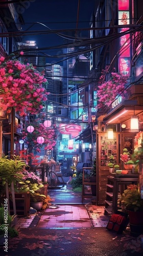 night scene in asian city