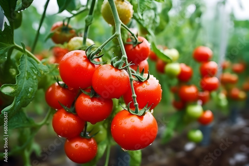 tomato Ripe Red Fruits on a Tree Branch in a Healthy Agricultural Environment