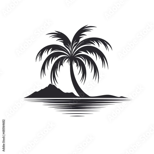 a black palm tree on water