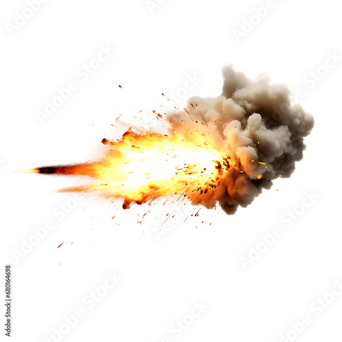 Muzzle flash effect on isolated with transparent concept photo