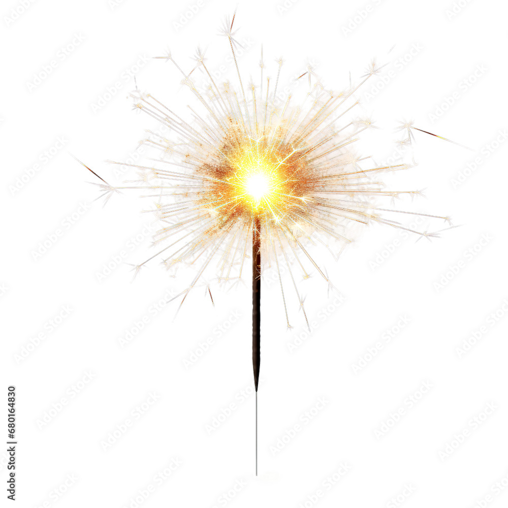 Sparkler fire on isolated with transparent concept
