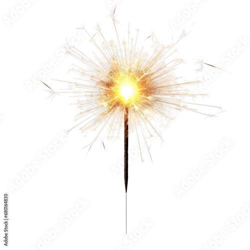 Sparkler fire on isolated with transparent concept