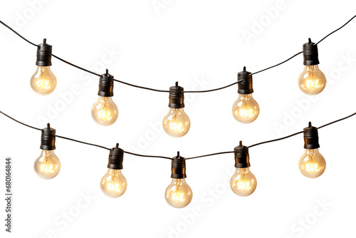 String lights on isolated with transparent concept photo