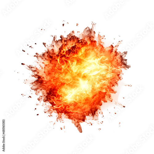 Fire burst explosion on isolated with transparent concept