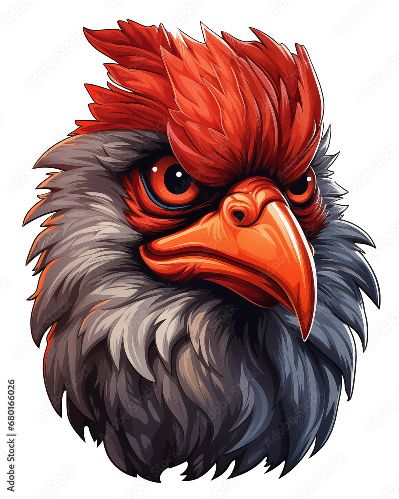 chicken rooster illustration logo design with transparent background