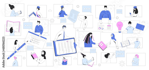 Global scientific community concept. Online education.