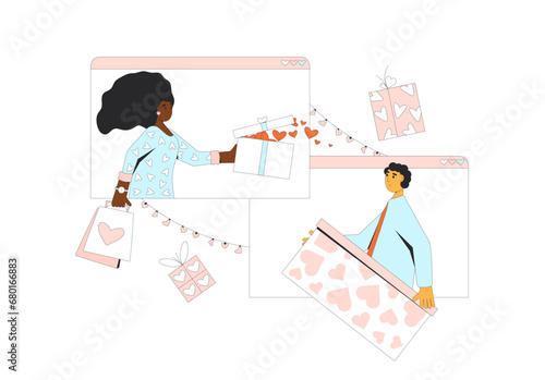 Virtual dating. Valentine's Day gift exchange.