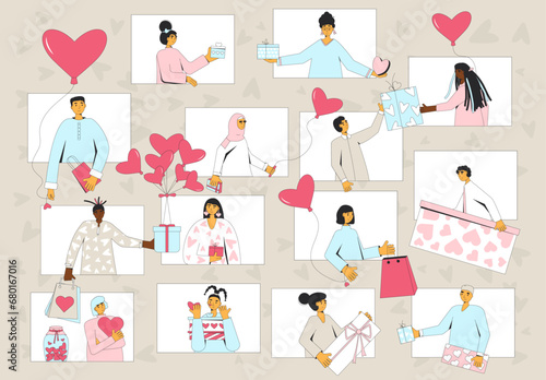 Valentine's Day Online. Virtual love or friendship concept.