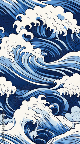 japaness style waves and sea © lc design