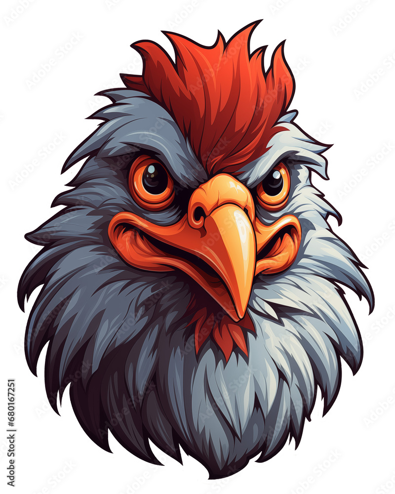 chicken rooster illustration logo design with transparent background