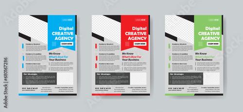 flyer. newest trendy creative corporate multipurpose minimal official business advertising magazine poster flyer with creative corporate trendy geometric shape template print design photo