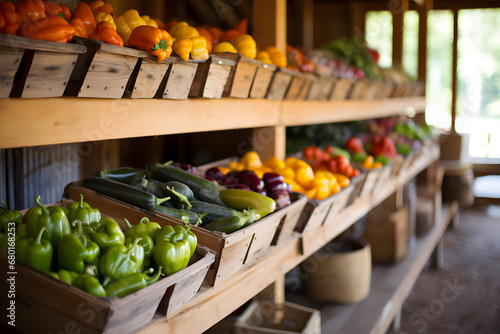 Variety of Fresh, Organic Produce on Supermarket Shelf