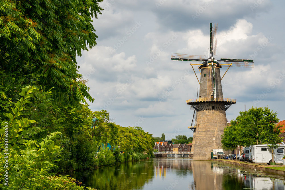 Traditional dutch windmills in Schiedam, known to be the tallest in The World