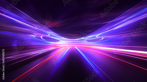 abstract colorful high-speed light trails background  motion effect  neon fastest glowing light  empty space scene  spotlight  cyber futuristic sci-fi background