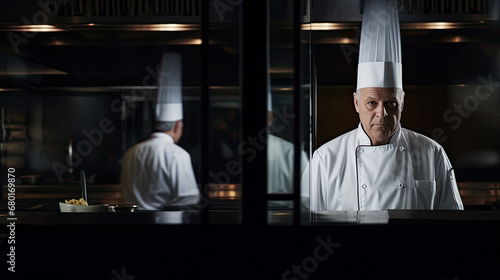 The Master of Flavors: A Culinary Maestro in His Vintage French Kitchen, portrait of an old French gastronomy chef