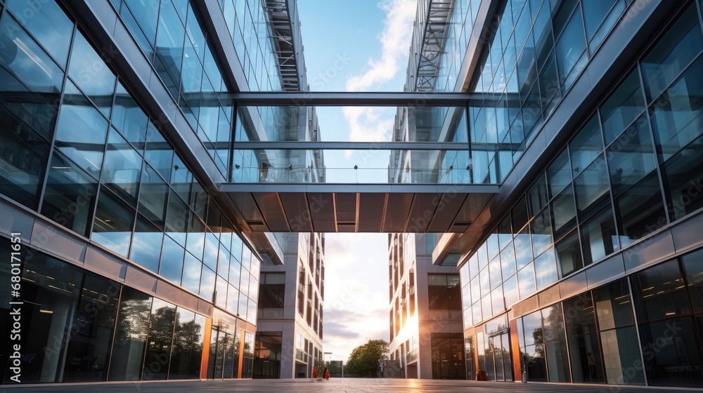 Fototapeta premium Modern multi-storey office building on the street
