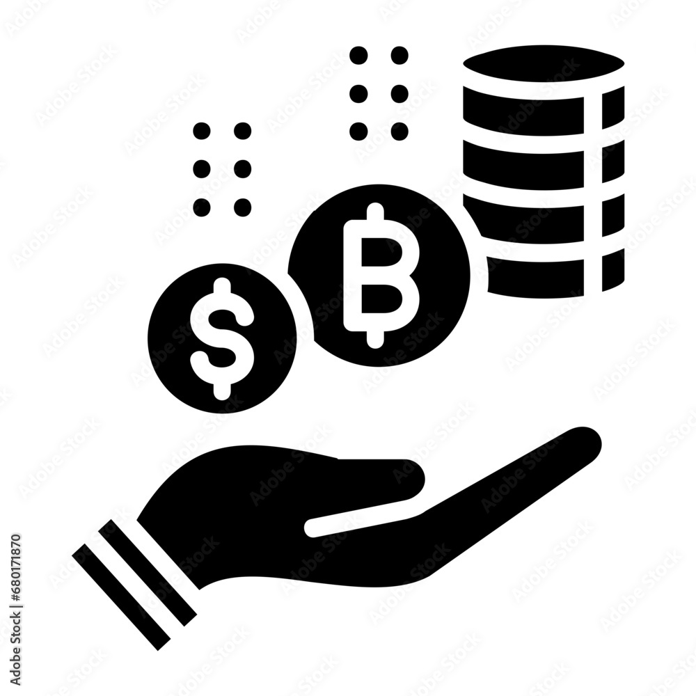 Crypto currency glyph icon illustration vector graphic Crypto currency glyph icon illustration vector graphic