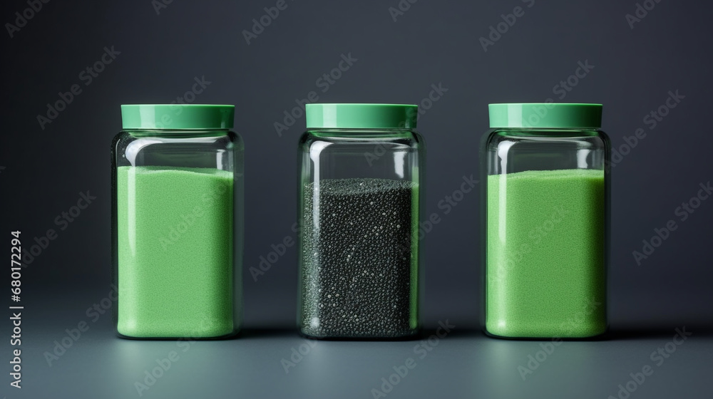 Ecodesign: Mockup de Potes Plásticos Reciclados em Verde Sustentável Ecodesign: Mockup de Potes Plásticos Reciclados em Verde Sustentável