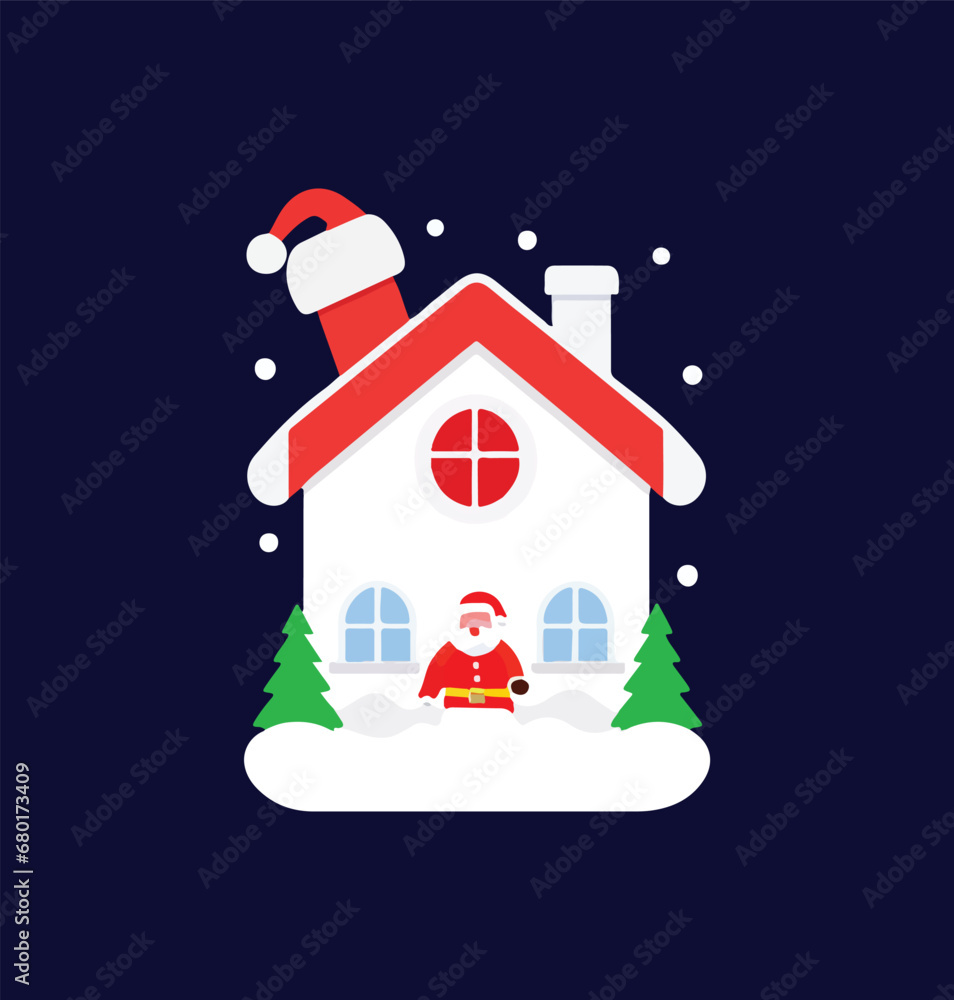 baba nuil house vector with snow and pope hat 