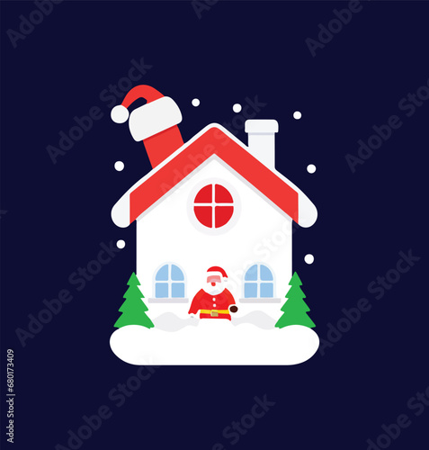 baba nuil house vector with snow and pope hat 