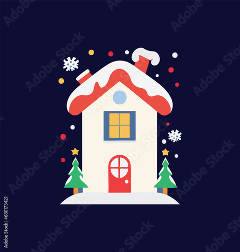 baba nuil house vector with snow and pope hat 