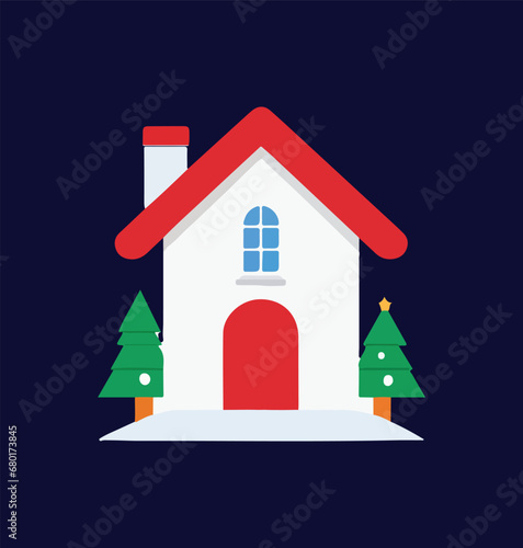 baba nuil house vector with snow and pope hat 