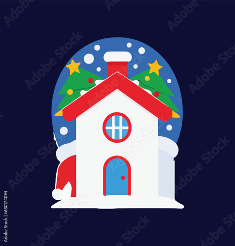 baba nuil house vector with snow and pope hat 