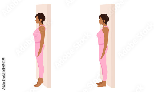 woman near the wall doing exercise - toe lifts