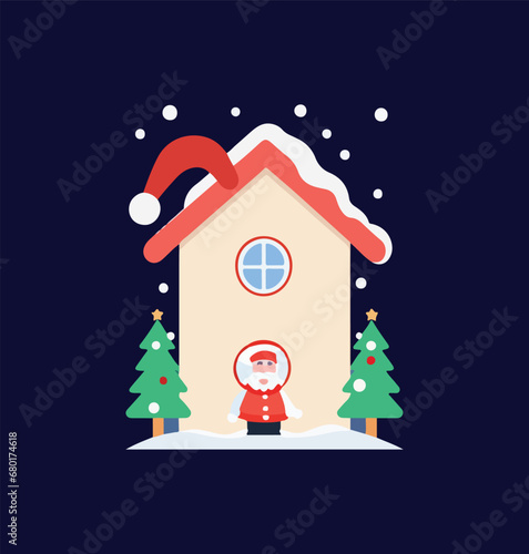 baba nuil house vector with snow and pope hat 