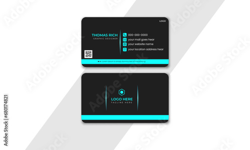 Modern business card template, Double-sided creative business card template, Vector illustration, Creative and modern business card template, Horizontal layout