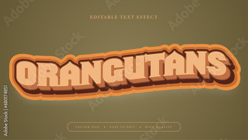 Editable text effect. Beige orangutans text on green background.
