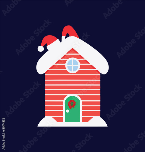 baba nuil house vector with snow and pope hat 