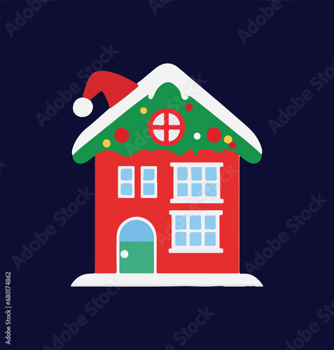 baba nuil house vector with snow and pope hat 