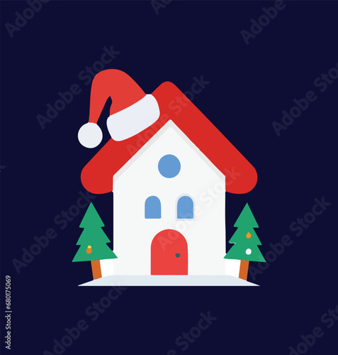 baba nuil house vector with snow and pope hat 