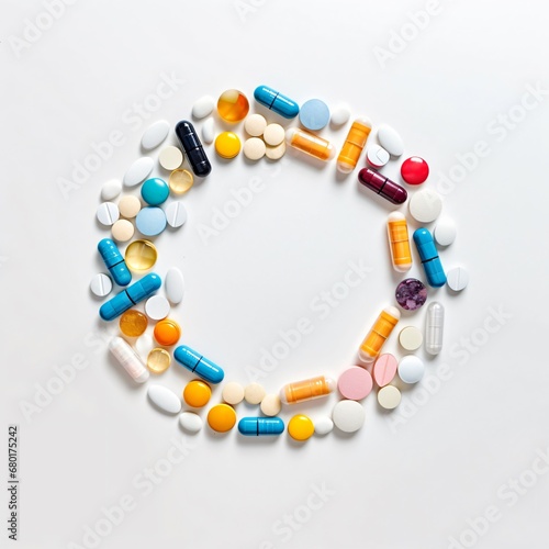 Various Pills and Capsules, Medicine on a White Background